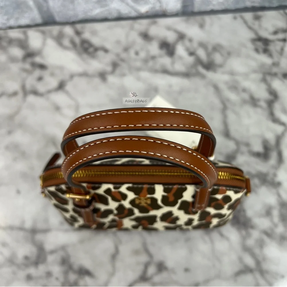Tory Burch Emerson Printed Dome Satchel Crossbody In Leopard Print